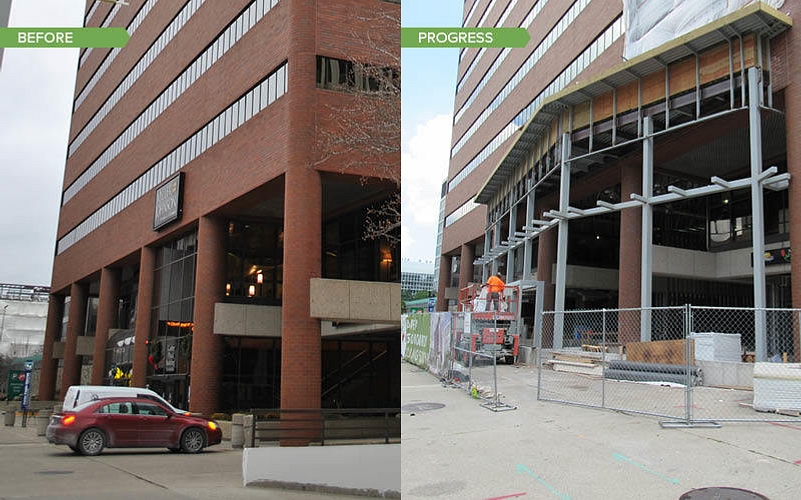 1 Before and Progress Exterior Sidewalk