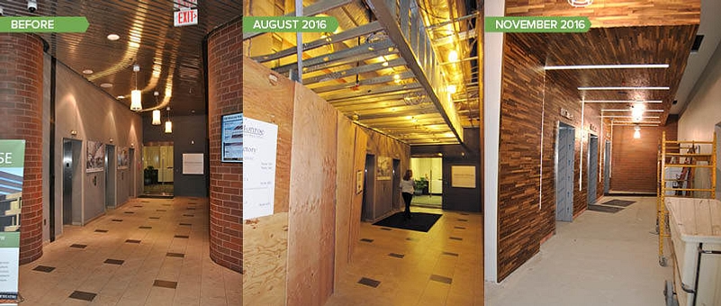 1 Before and Progress Plaza level elevators 1